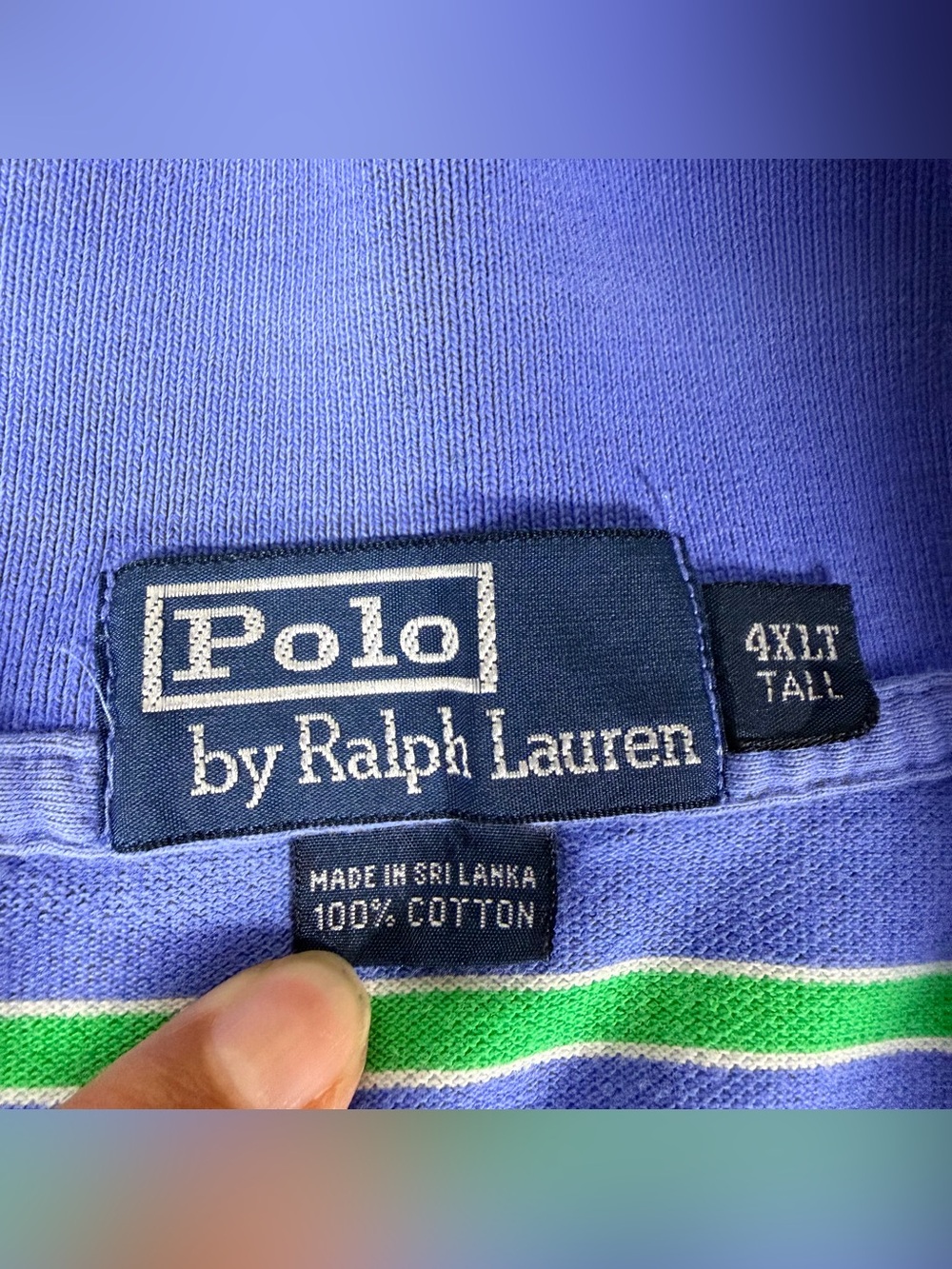 Polo Ralph Lauren Mens 4XLT Tall Purple Green Striped Polo Shirt Big & Tall - Picture 4 of 9